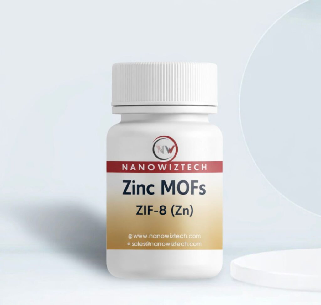 NanowizTech ZIF-8 Metal Organic Framework Methylimidazole Zinc Salt C8H10N4Zn CAS 59061-53-9 high purity MOF manufacturer and supplier.