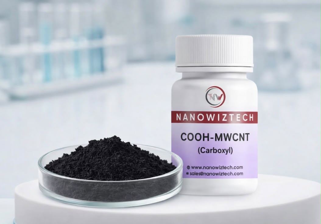 NanowizTech MWCNT-COOH Carboxyl Multiwall Carbon Nanotubes CAS 308068-56-6 high purity manufacturer and supplier for nanotechnology research and industrial applications.