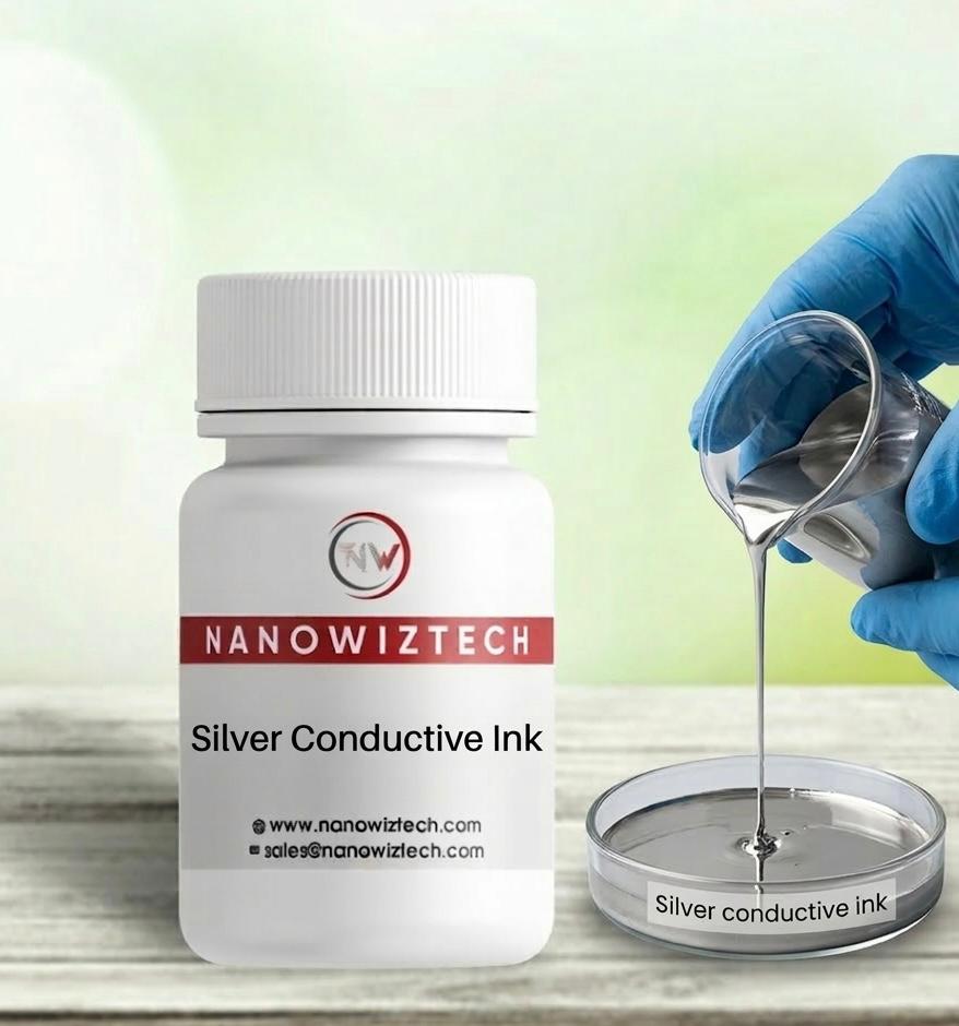 NanowizTech Silver Conductive Ink printed on flexible circuit for high conductivity and printed electronics applications