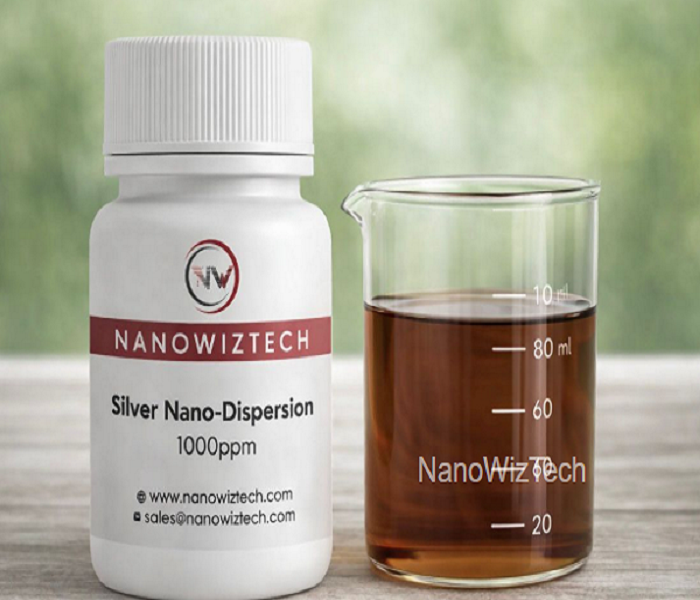 NanowizTech Silver Nanodispersion 1000ppm high purity Ag nanoparticles CAS 7740-22-4 largest manufacturer global supplier for antimicrobial coatings electronics and industrial applications