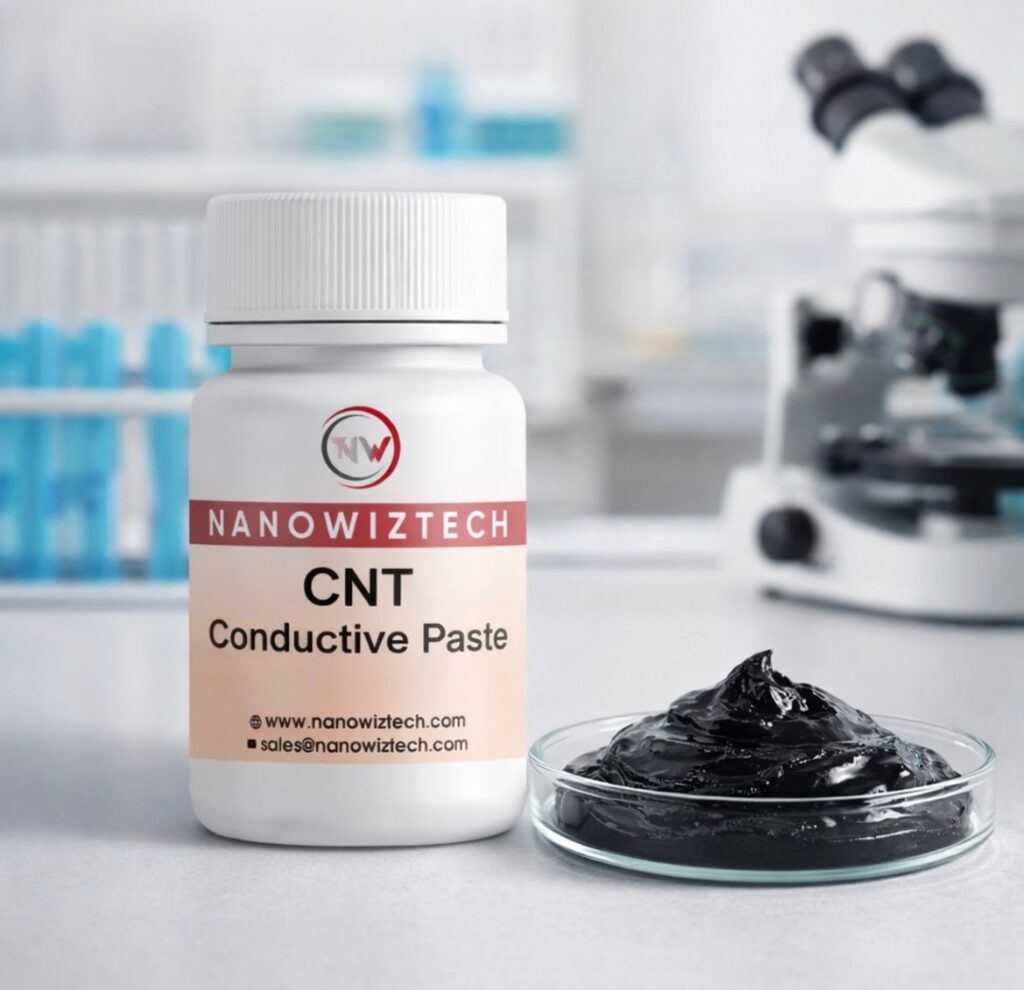 NanowizTech CNT conductive paste – high-performance carbon nanotube conductive material CAS 308068-56-6 used in advanced electronics, coatings, and industrial applications.