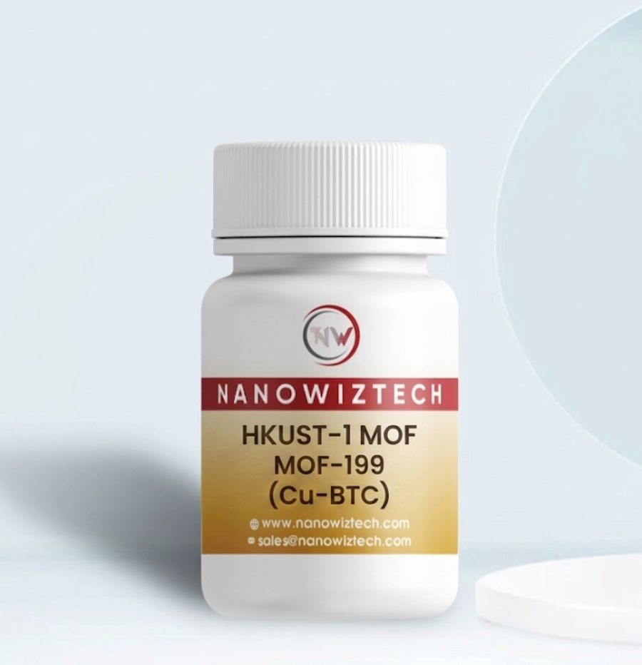 NanowizTech HKUST-1 MOF Cu-BTC MOF manufacturer and supplier Cu3(C9H3O6)2 CAS 222404-02-6 high purity metal organic framework.
