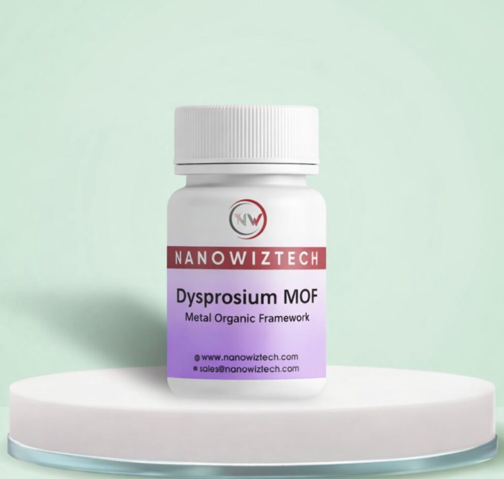 NanowizTech Dysprosium MOF Metal Organic Framework Powder CAS 7429-91-6 Dy(pyda)₃Ca₁.₅(H₂O)₆·5.5H₂O high-purity rare earth MOF manufacturer and supplier.