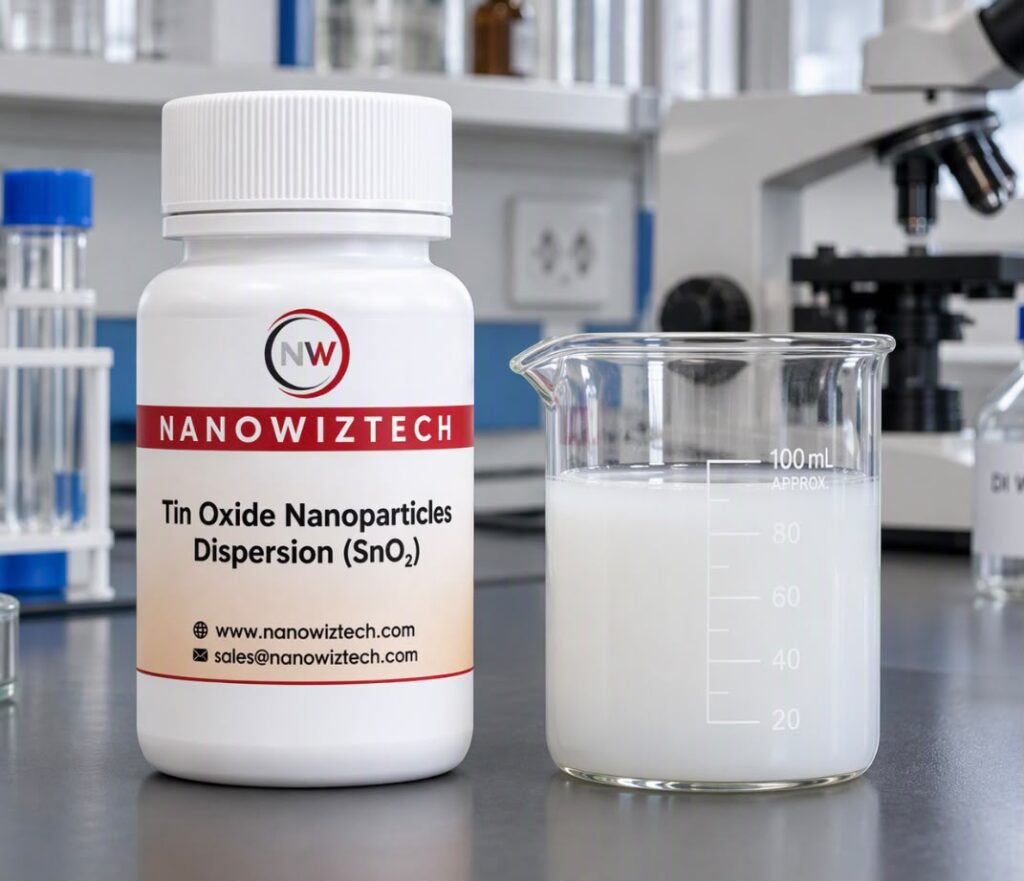Tin Oxide Nanoparticles Dispersion (SnO2), CAS No. 18282-10-5, by NanowizTech – Manufacturer and Supplier of Advanced Nanomaterials.